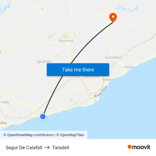 Segur De Calafell to Taradell map