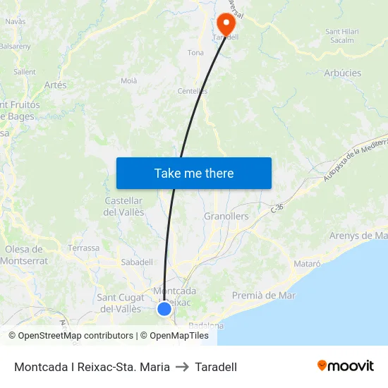 Montcada I Reixac-Sta. Maria to Taradell map
