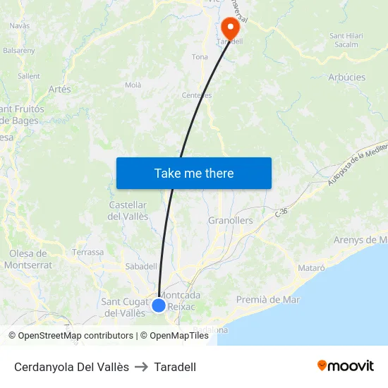 Cerdanyola Del Vallès to Taradell map