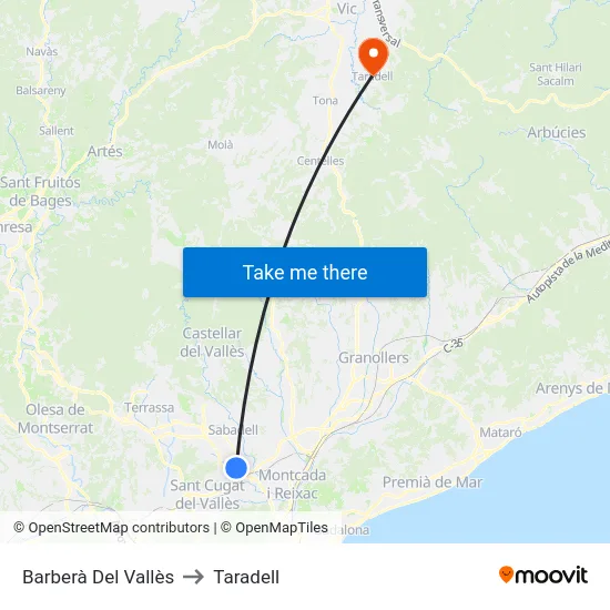Barberà Del Vallès to Taradell map