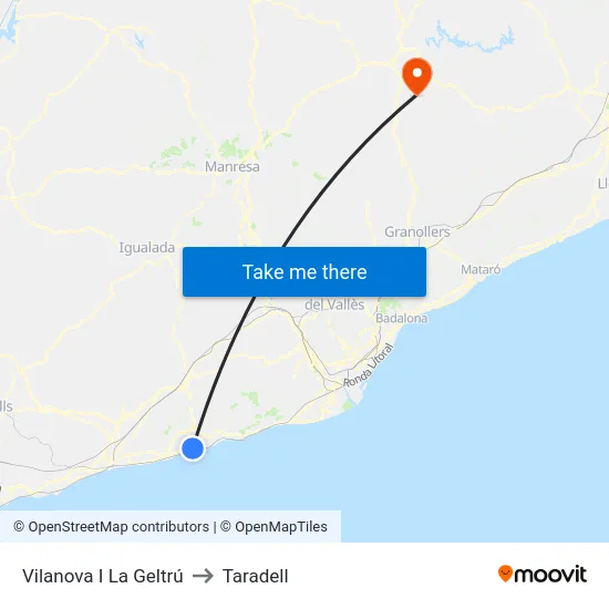 Vilanova I La Geltrú to Taradell map