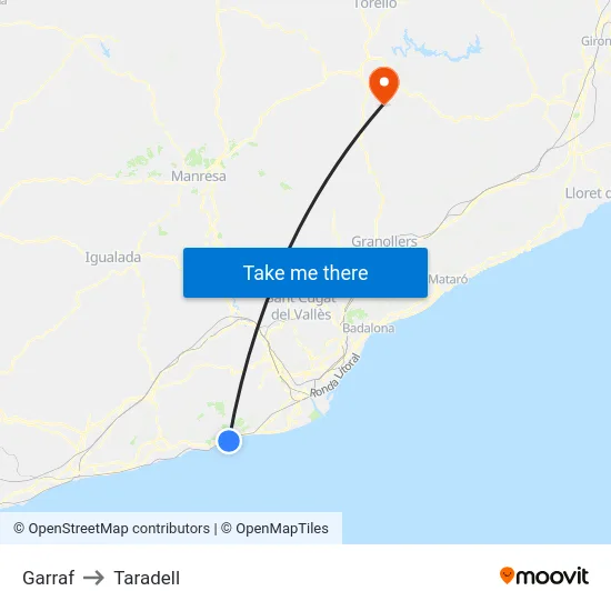 Garraf to Taradell map