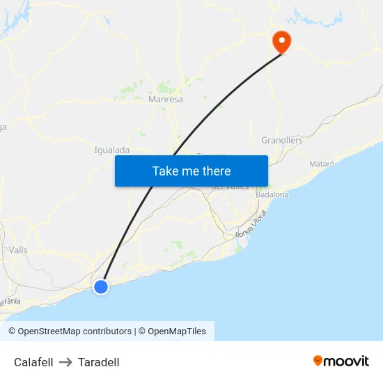 Calafell to Taradell map