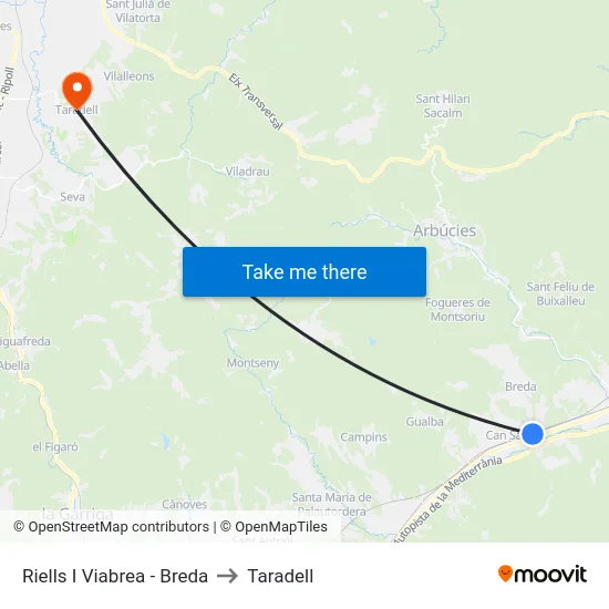 Riells I Viabrea - Breda to Taradell map