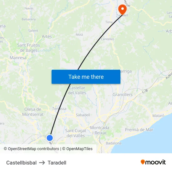 Castellbisbal to Taradell map