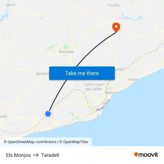 Els Monjos to Taradell map
