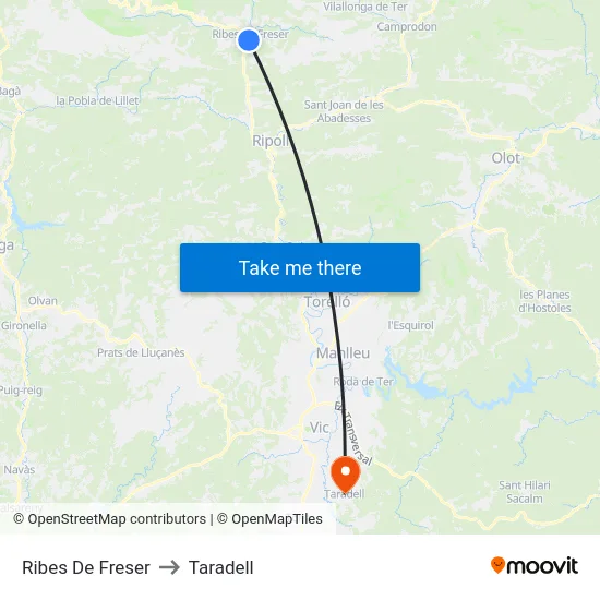 Ribes De Freser to Taradell map