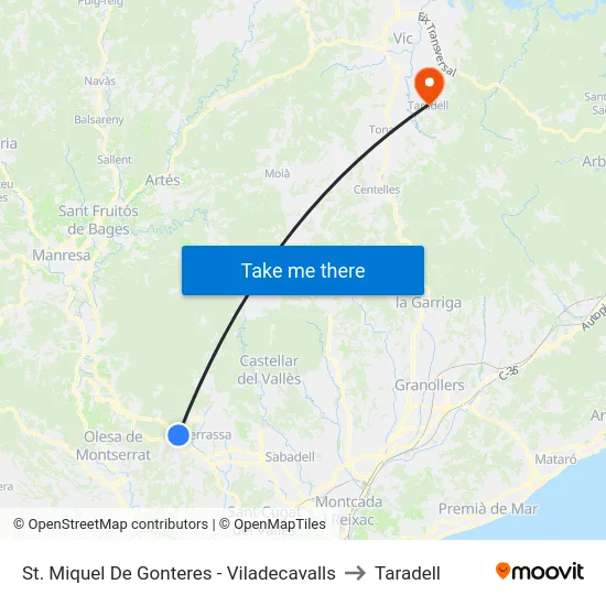 St. Miquel De Gonteres - Viladecavalls to Taradell map