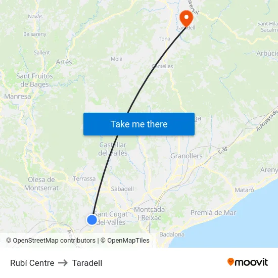 Rubí Centre to Taradell map