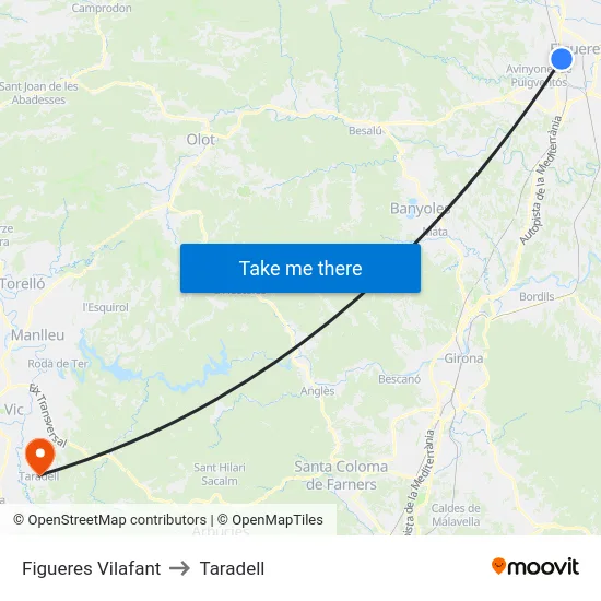 Figueres Vilafant to Taradell map