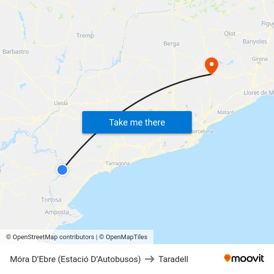 Móra D’Ebre (Estació D’Autobusos) to Taradell map
