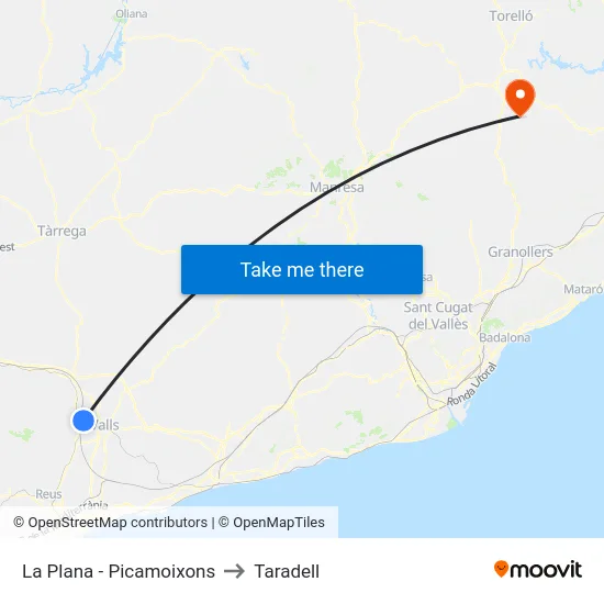 La Plana - Picamoixons to Taradell map