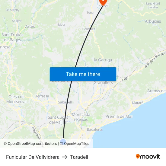 Funicular De Vallvidrera to Taradell map