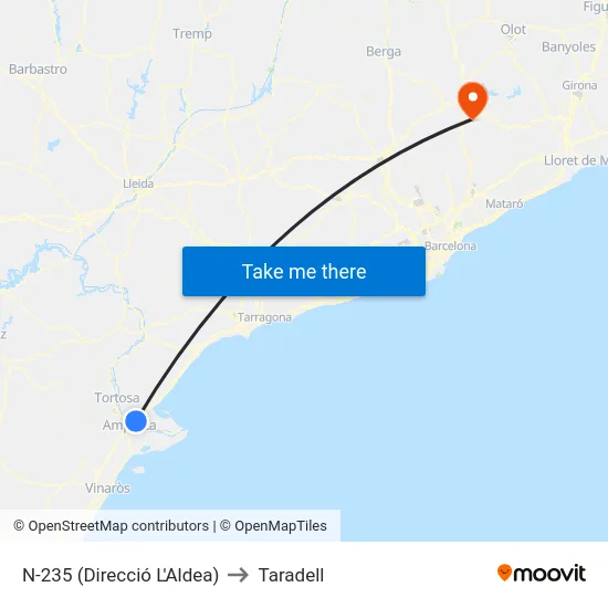 N-235 (Direcció L'Aldea) to Taradell map