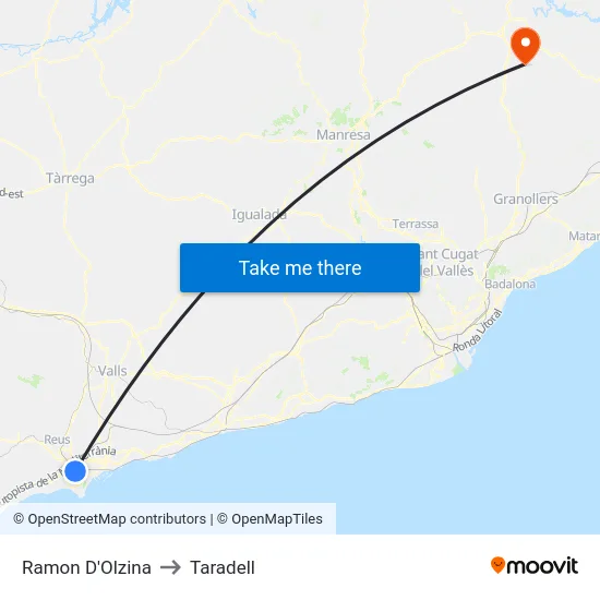 Ramon D'Olzina to Taradell map