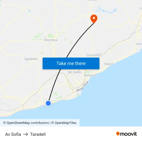 Av Sofia to Taradell map