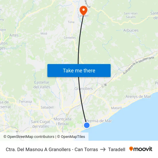 Ctra. Del Masnou A Granollers - Can Torras to Taradell map