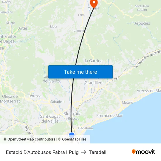 Estació D'Autobusos Fabra I Puig to Taradell map