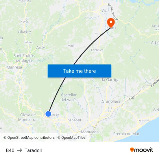 B40 to Taradell map