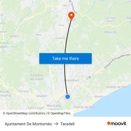 Ajuntament De Montornès to Taradell map