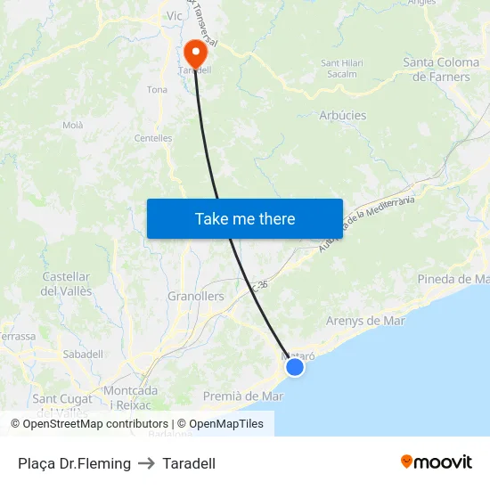 Plaça Dr.Fleming to Taradell map