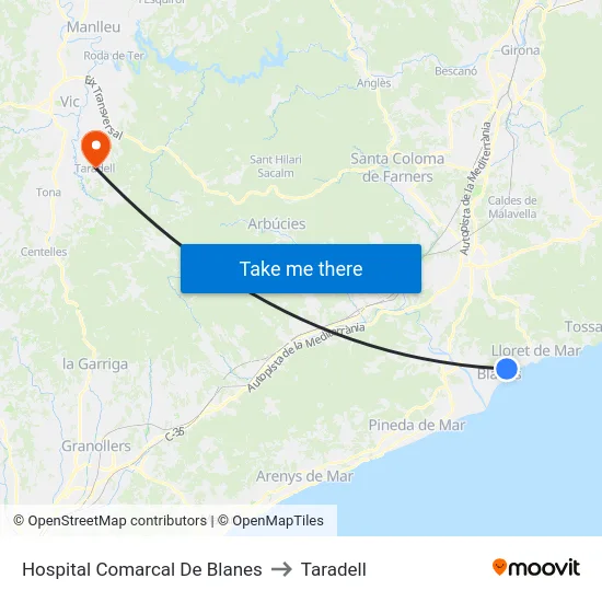 Hospital Comarcal De Blanes to Taradell map