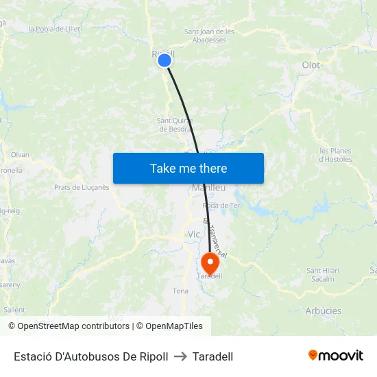 Estació D'Autobusos De Ripoll to Taradell map