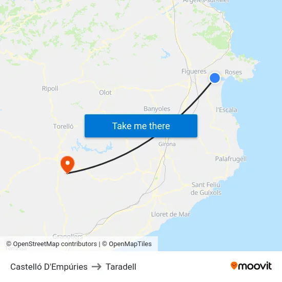 Castelló D'Empúries to Taradell map
