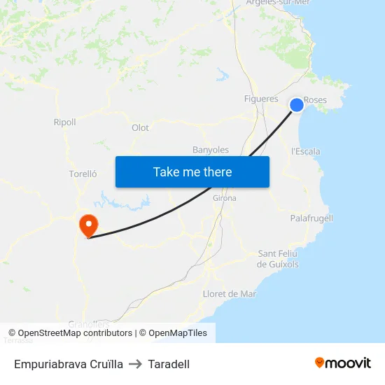 Empuriabrava Cruïlla to Taradell map