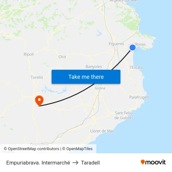Empuriabrava. Intermarché to Taradell map