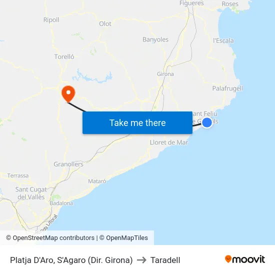 Platja D'Aro, S'Agaro (Dir. Girona) to Taradell map