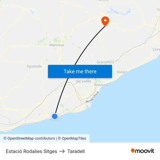 Estació Rodalies Sitges to Taradell map