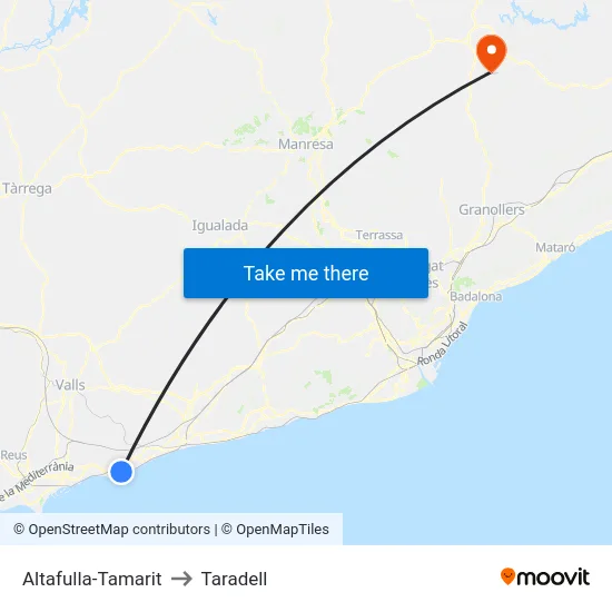 Altafulla-Tamarit to Taradell map