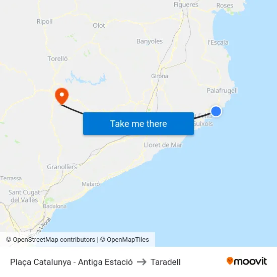 Plaça Catalunya - Antiga Estació to Taradell map