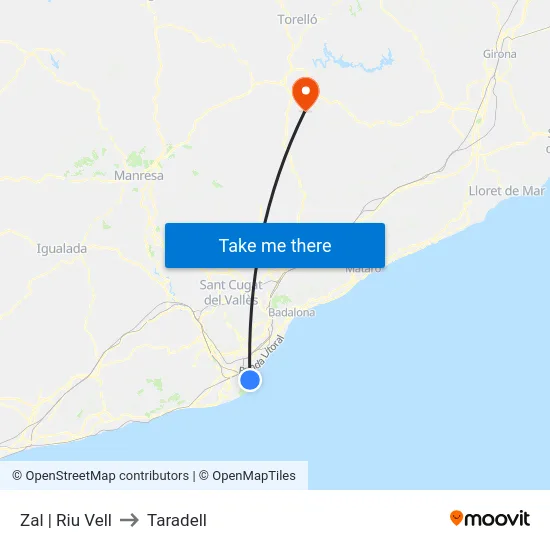 Zal | Riu Vell to Taradell map