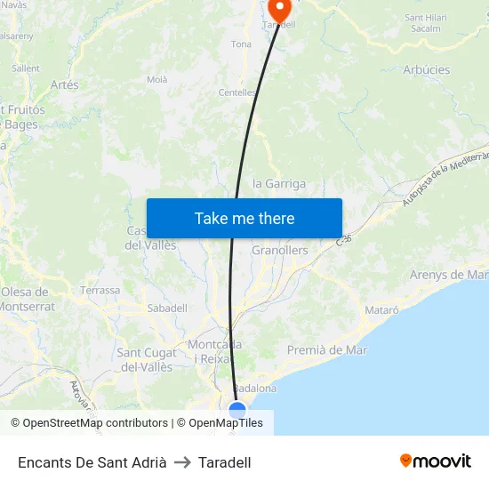 Encants De Sant Adrià to Taradell map