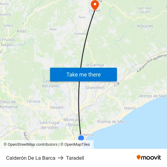 Calderón De La Barca to Taradell map