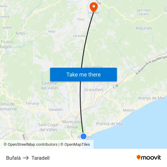 Bufalà to Taradell map