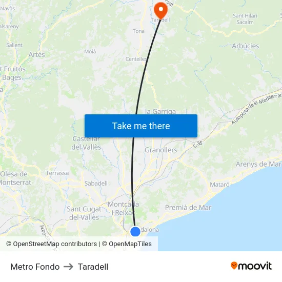 Metro Fondo to Taradell map