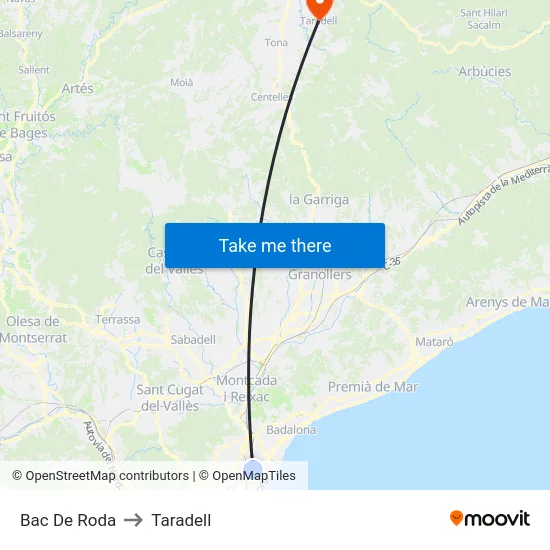Bac De Roda to Taradell map