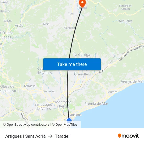 Artigues | Sant Adrià to Taradell map