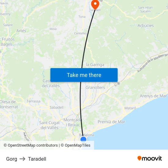 Gorg to Taradell map