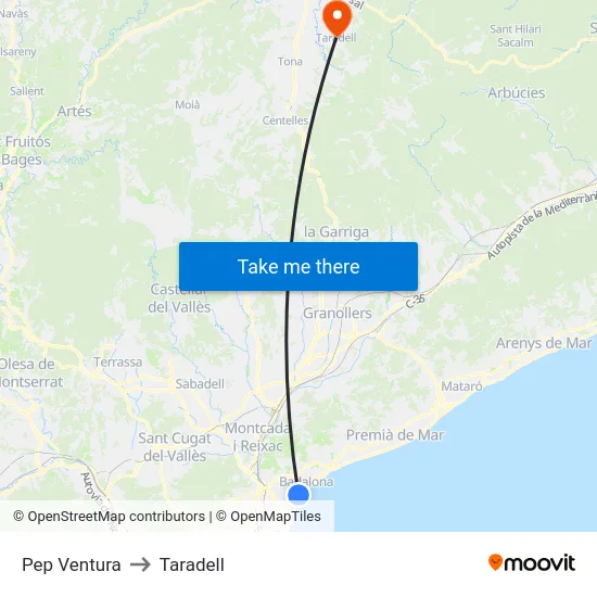 Pep Ventura to Taradell map