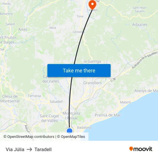 Via Júlia to Taradell map