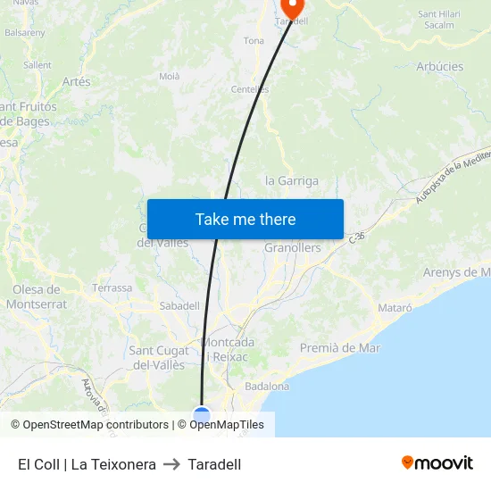 El Coll | La Teixonera to Taradell map