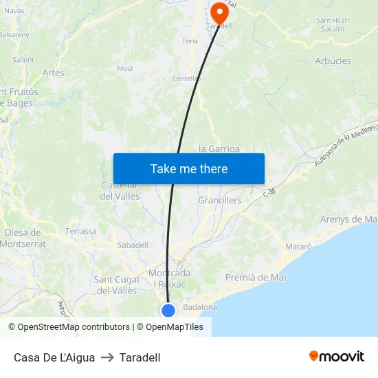 Casa De L'Aigua to Taradell map