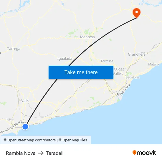Rambla Nova to Taradell map