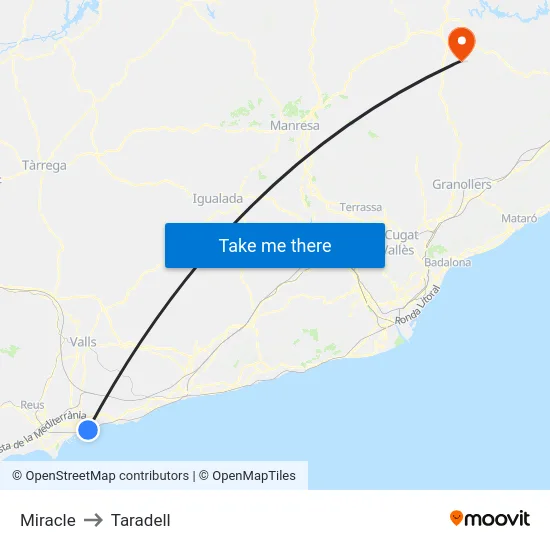 Miracle to Taradell map