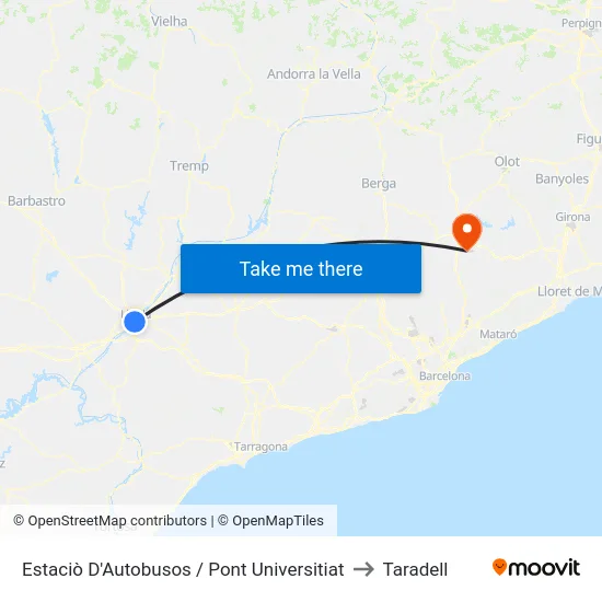 Estaciò D'Autobusos / Pont Universitiat to Taradell map