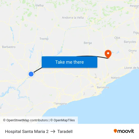 Hospital Santa Maria 2 to Taradell map